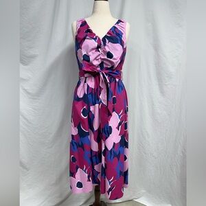 Banana Republic Factory Sleeveless Self-Belted V Neck Midi Dress